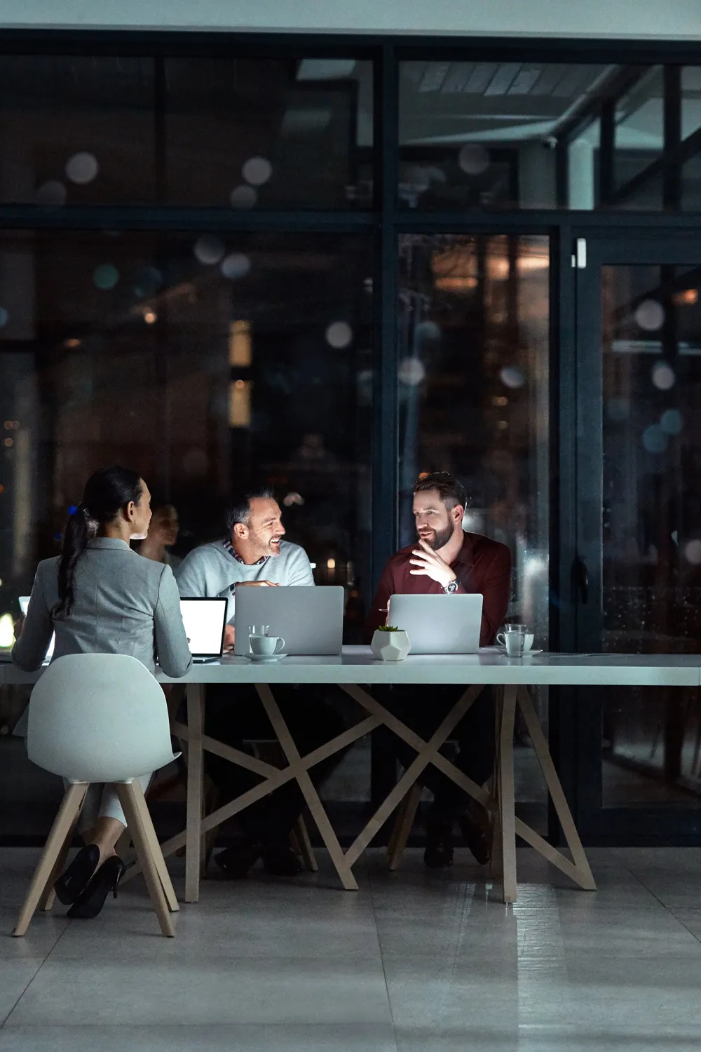 young startup employees meeting at a table